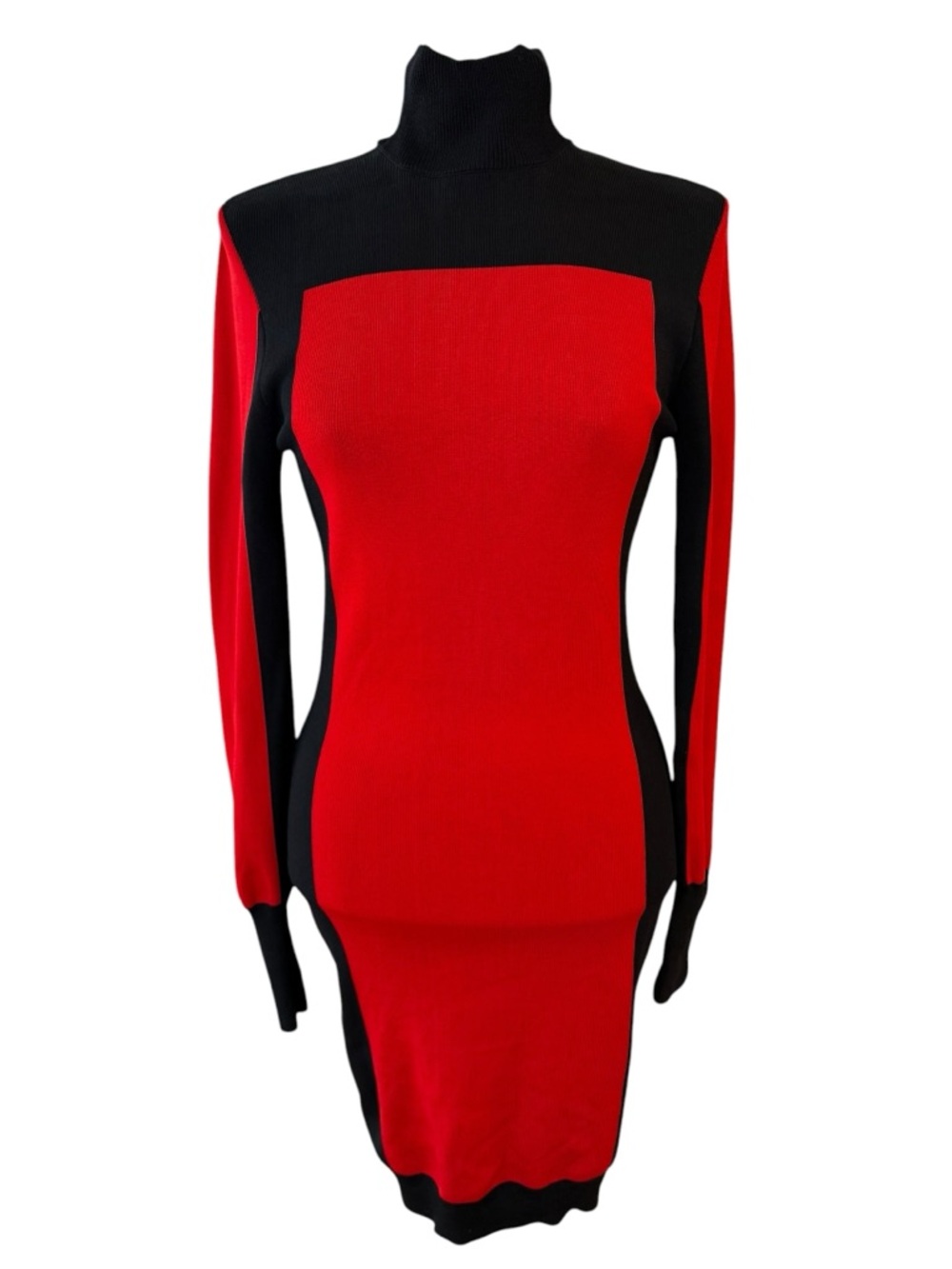 Balmain x H&M Limited Edition Red & Black Bodycon Dress size 4